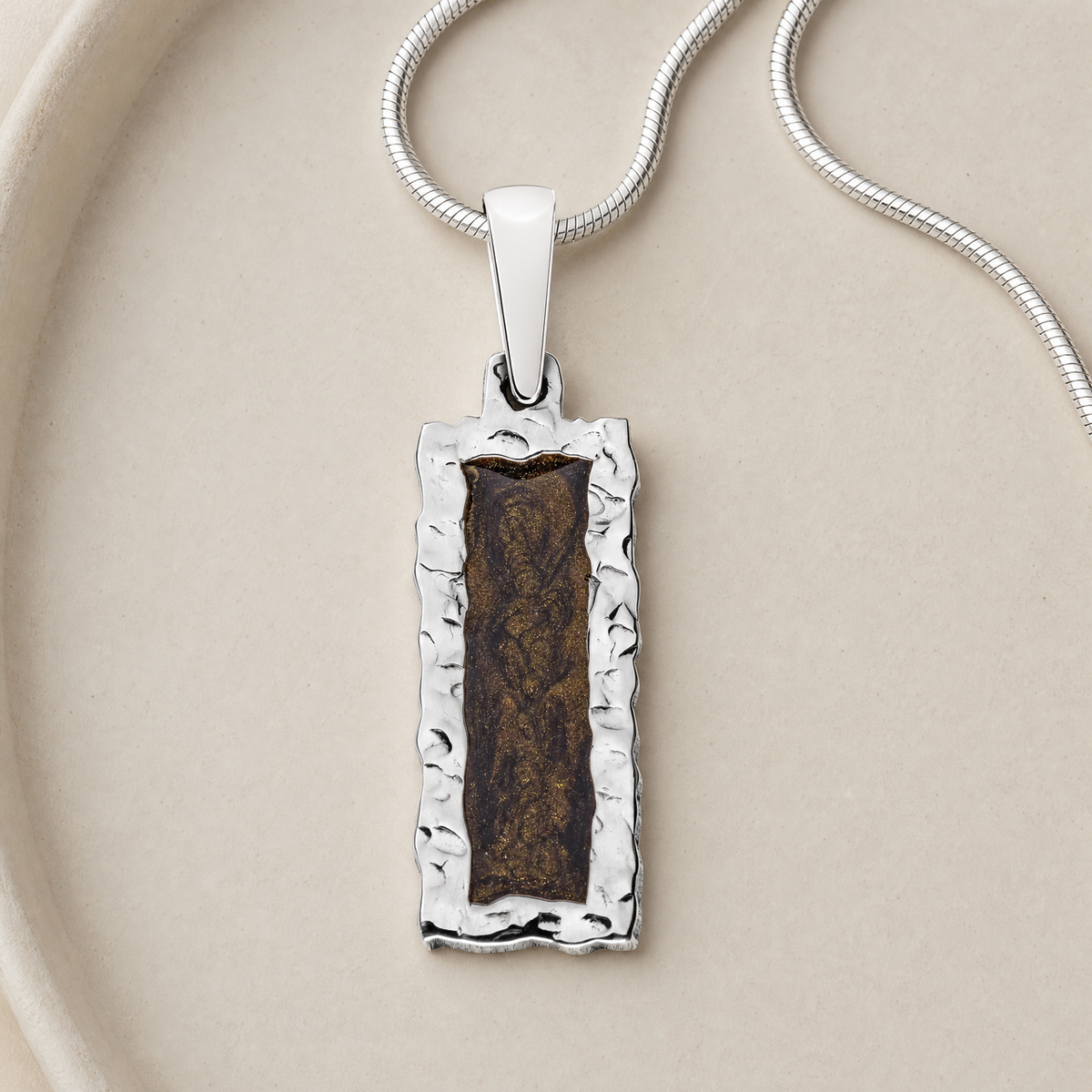 Lasting Long Rectangle Sterling Silver Ash Resin Jewelry