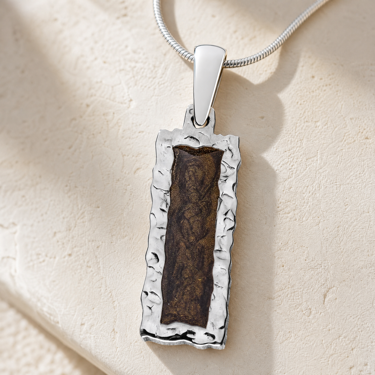 Lasting Long Rectangle Sterling Silver Ash Resin Jewelry