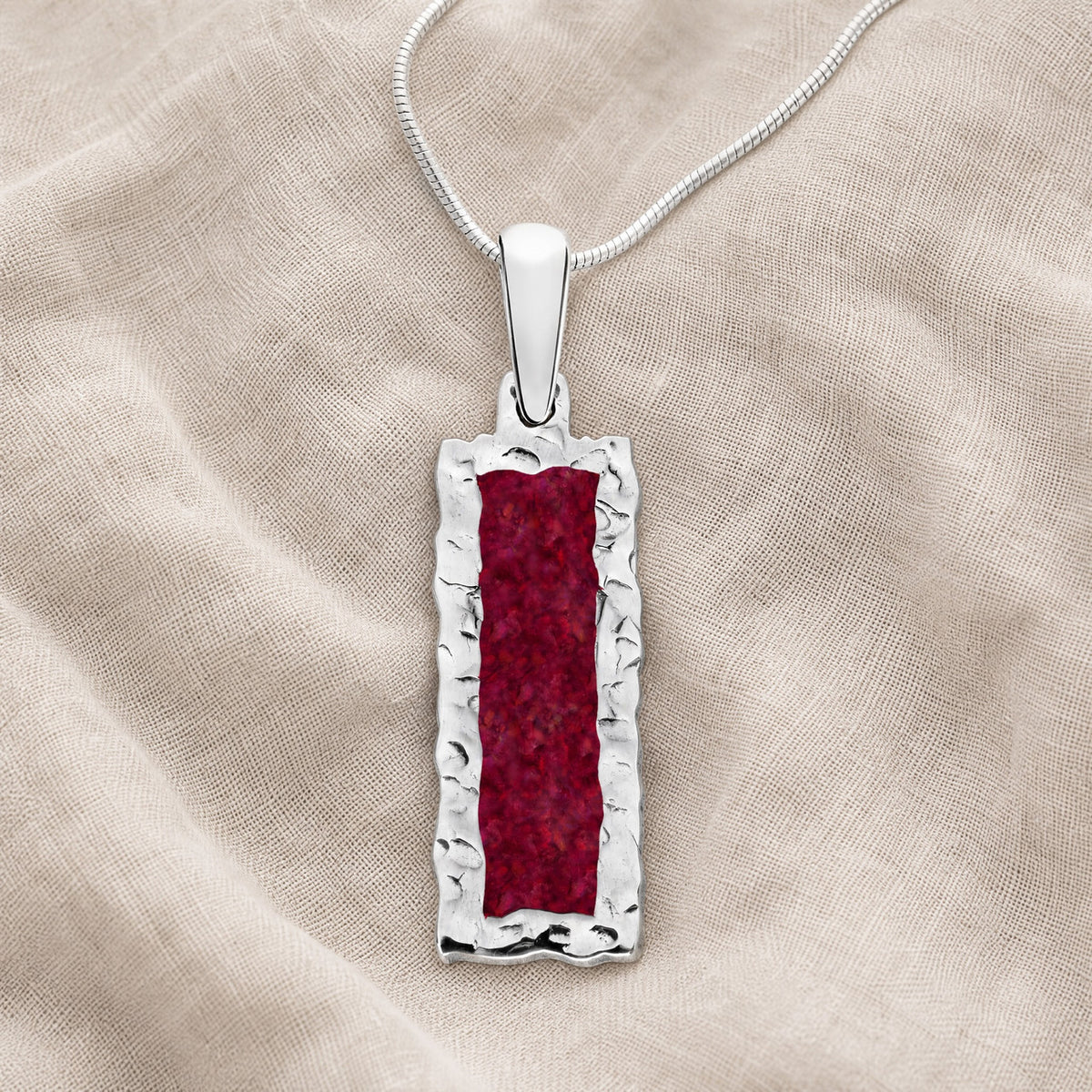 Lasting Long Rectangle Sterling Silver with Scarlet Pearl Opal Ash Resin Jewelry