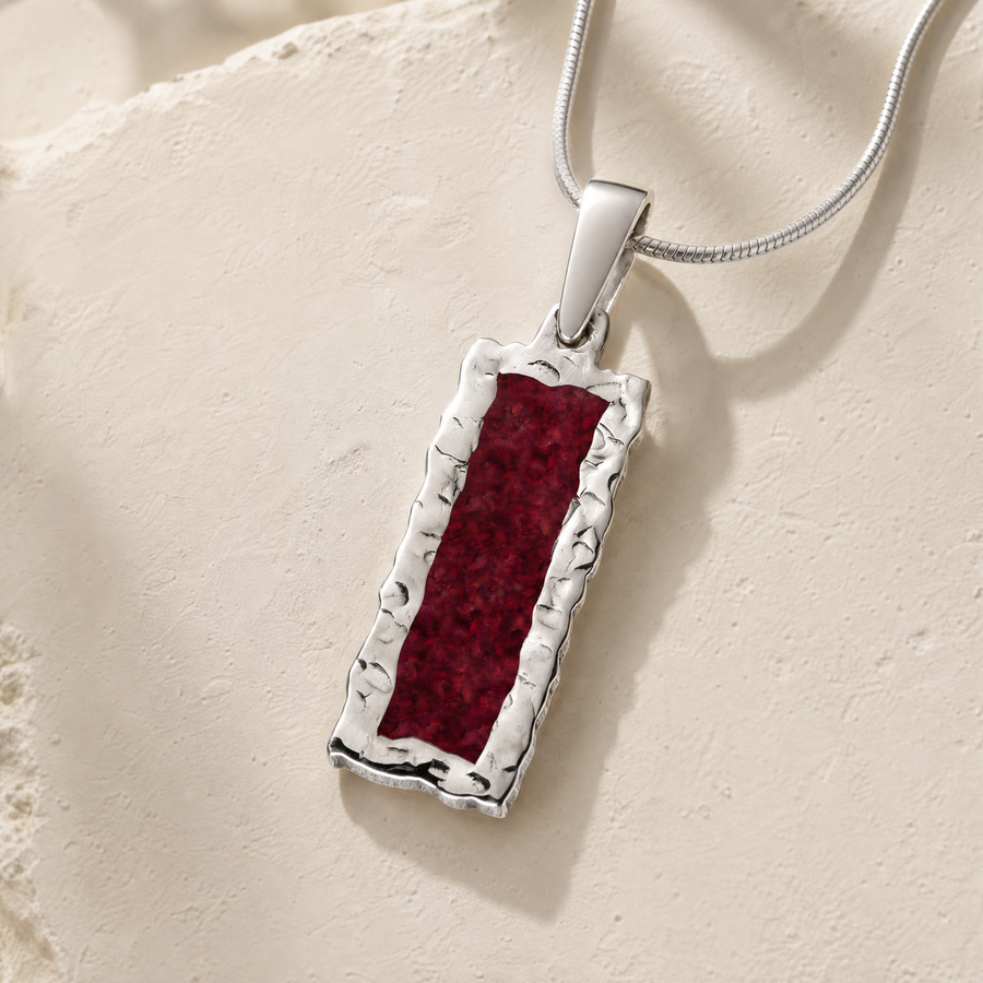 Lasting Long Rectangle Sterling Silver with Scarlet Pearl Opal Ash Resin Jewelry