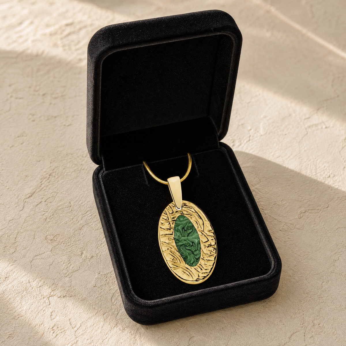 Solid 14K Gold Heartfelt Oval Ash Resin Jewelry