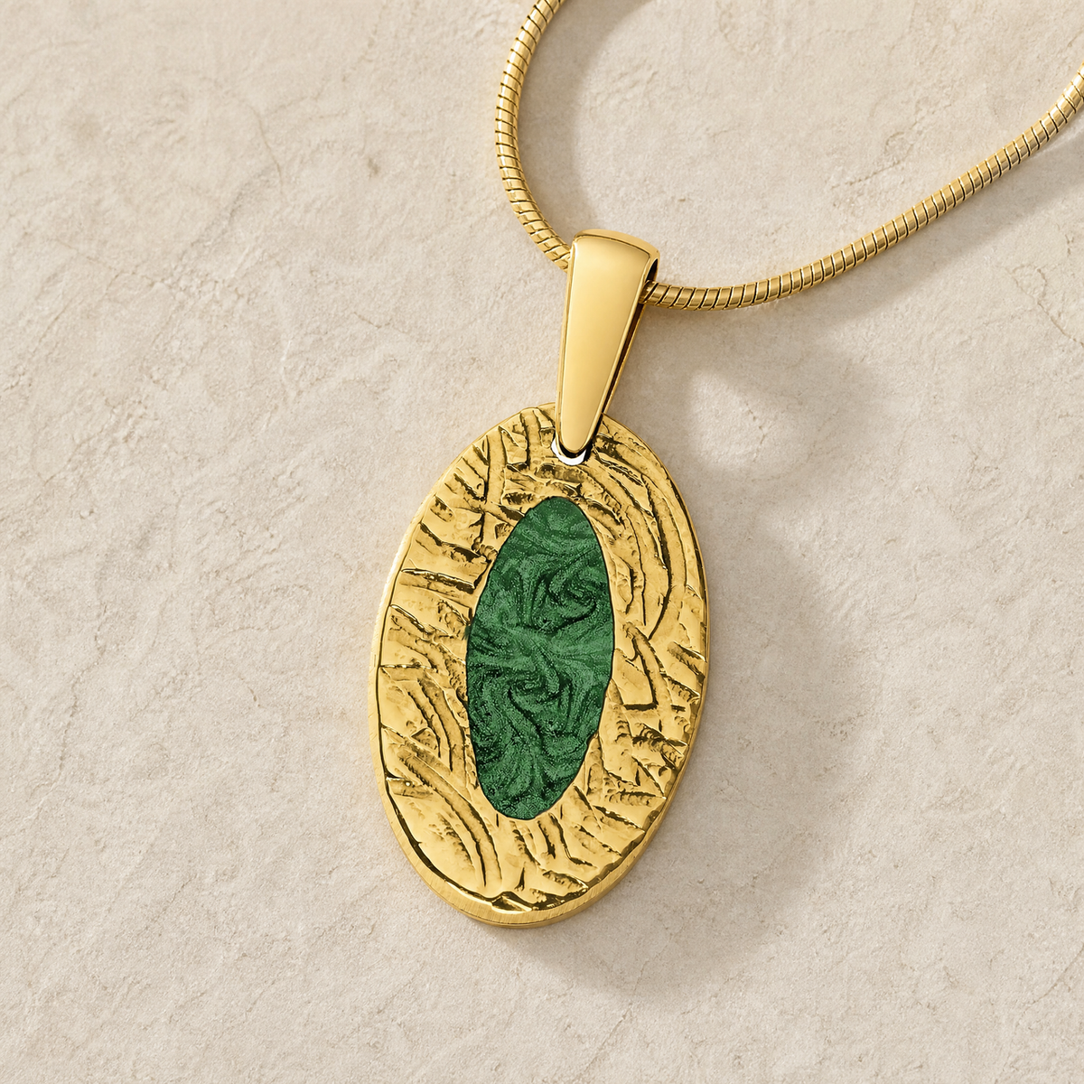 Solid 14K Gold Heartfelt Oval Ash Resin Jewelry
