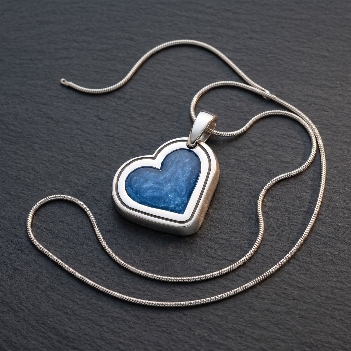 Attentive Heart Sterling Silver with Cobalt Ash Resin Jewelry
