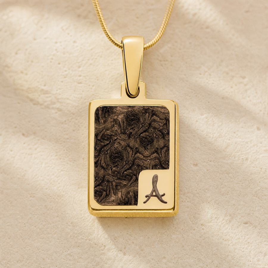 Solid 14K Gold Classic Rectangle Ash Resin Jewelry