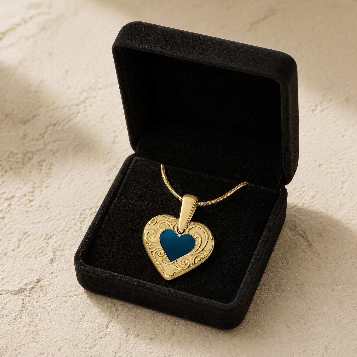 Solid 14K Gold Pleasant Heart Ash Resin Jewelry