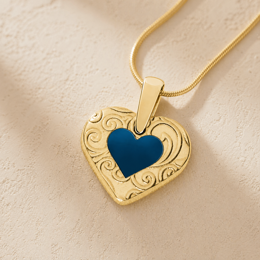 Solid 14K Gold Pleasant Heart Ash Resin Jewelry