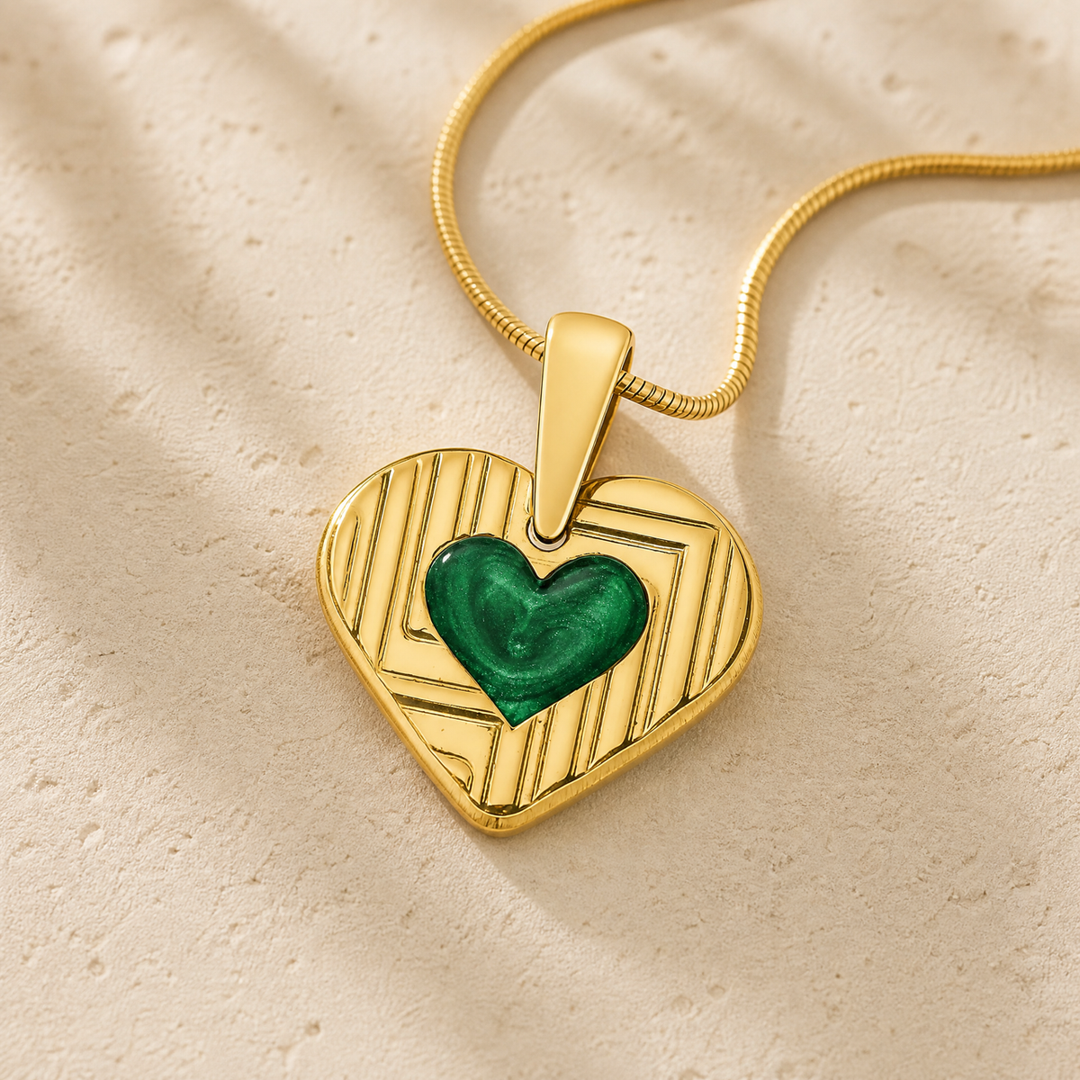 Solid 14K Gold Lined Heart with Seafoam Ash Resin Jewelry