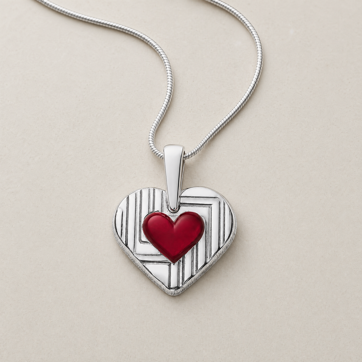 Lined Heart Sterling Silver Ash Resin Jewelry