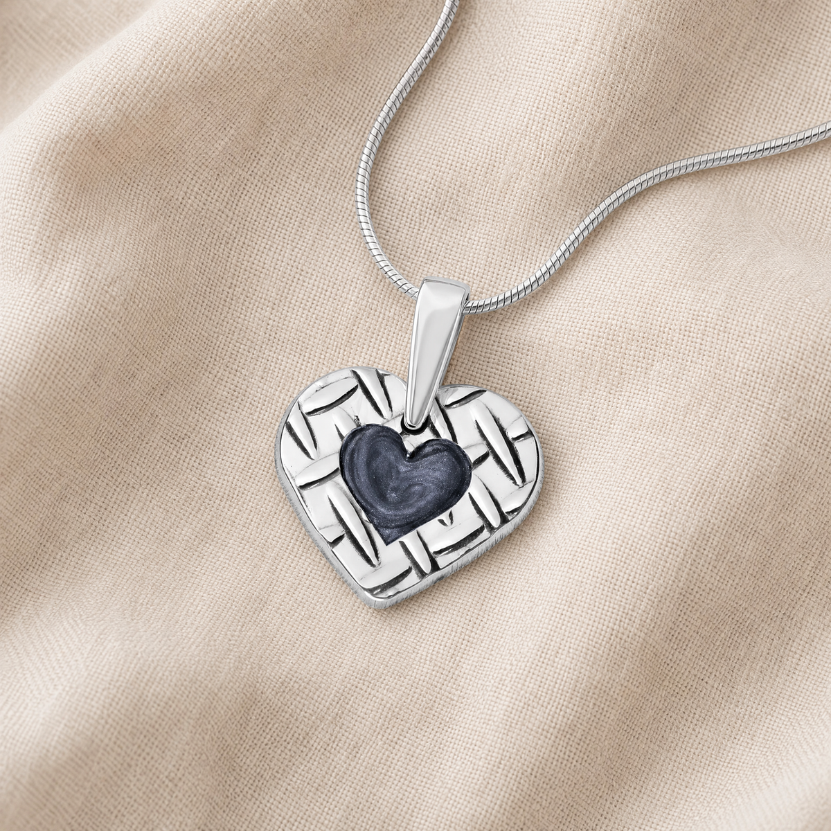 Woven Heart Sterling Silver Ash Resin Jewelry