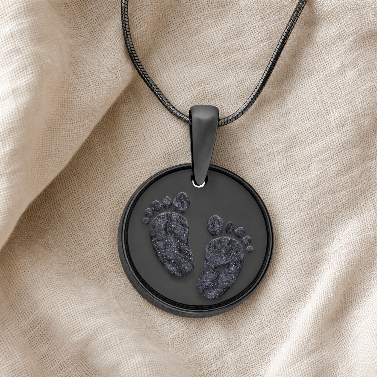 Lasting Imprint Round Black Finish with Slate Ash Resin Jewelry