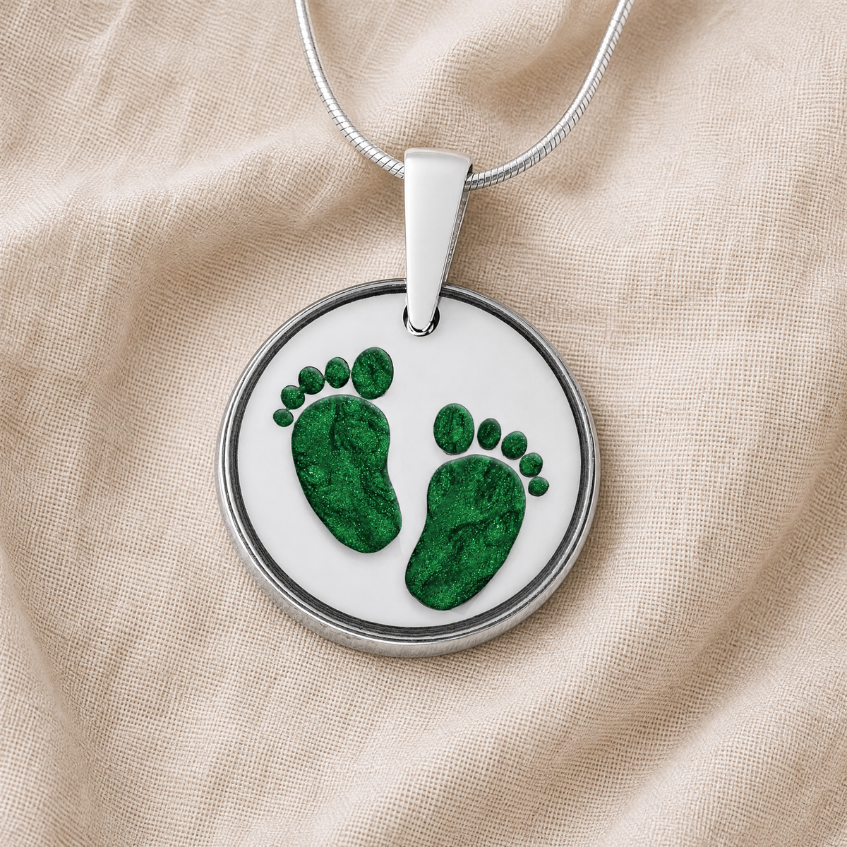 Lasting Imprint Round Sterling Silver with Seafoam Ash Resin Jewelry