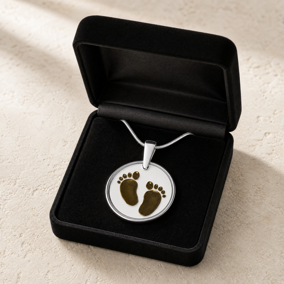 Solid 14K White Gold Lasting Imprint Round Ash Resin Jewelry