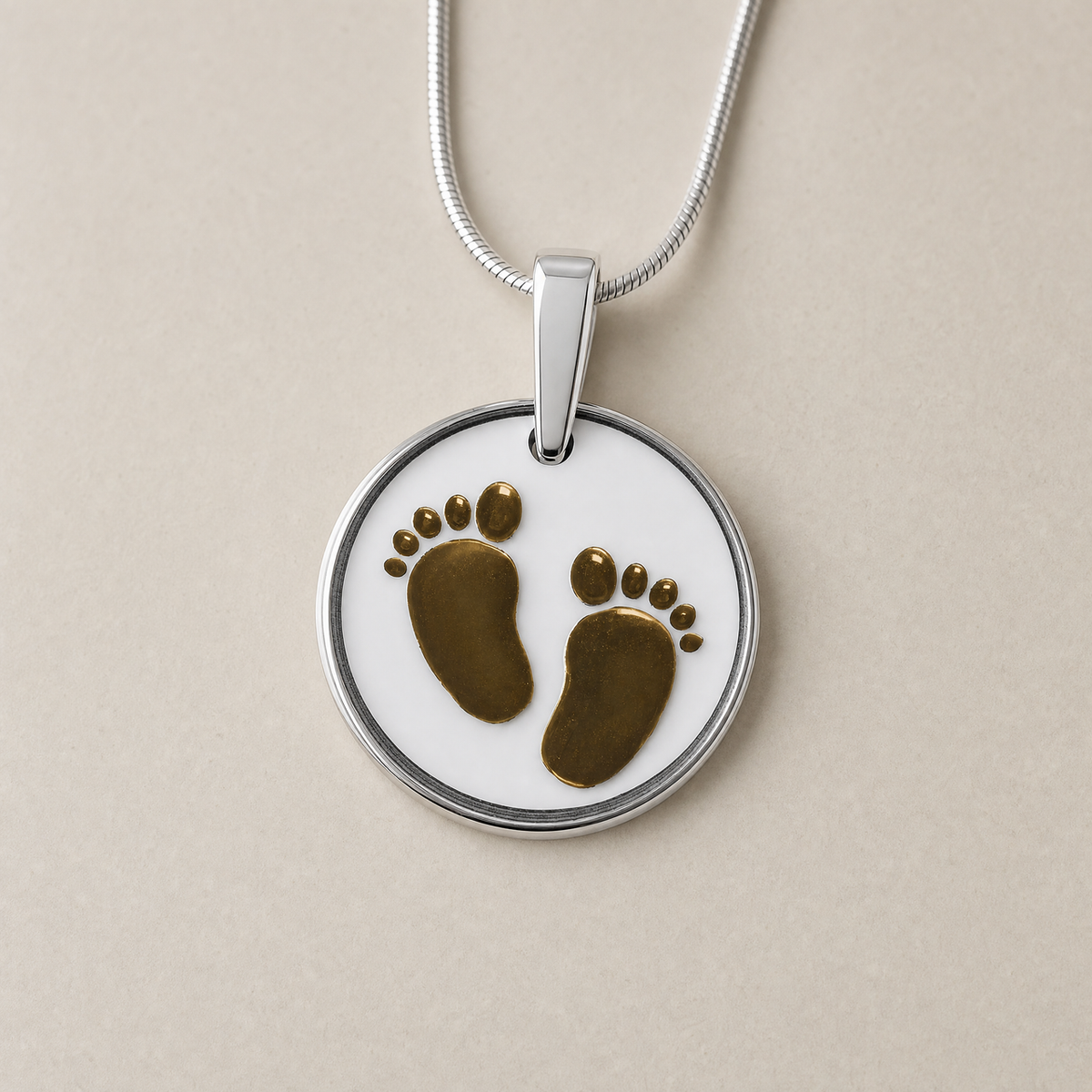 Solid 14K White Gold Lasting Imprint Round Ash Resin Jewelry
