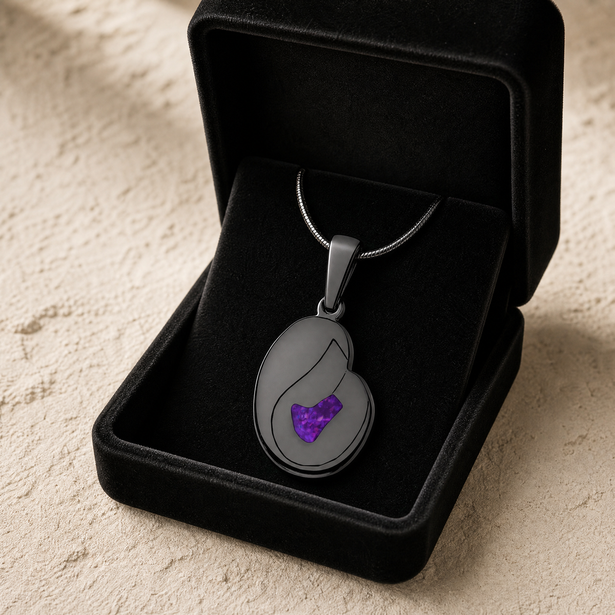 Beloved Black Finish with Lilac Pearl Opal Ash Resin Jewelry