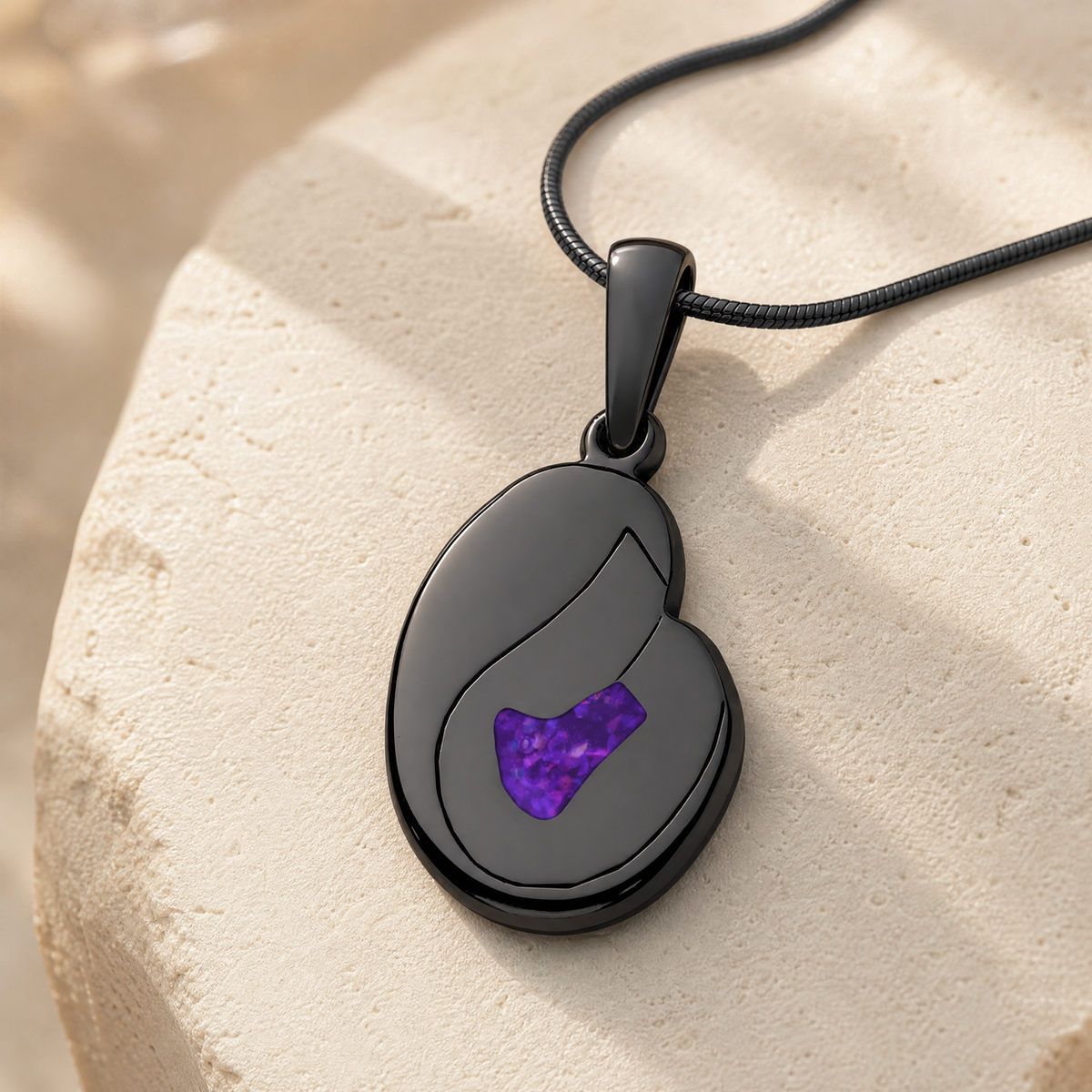 Beloved Black Finish with Lilac Pearl Opal Ash Resin Jewelry