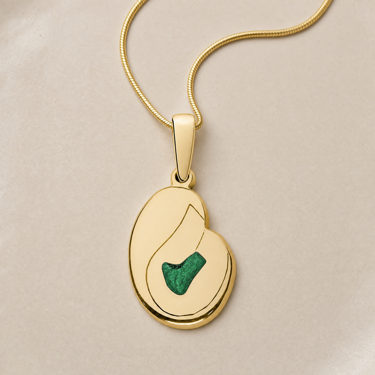 Solid 14K Gold Beloved with Seafoam Ash Resin Jewelry