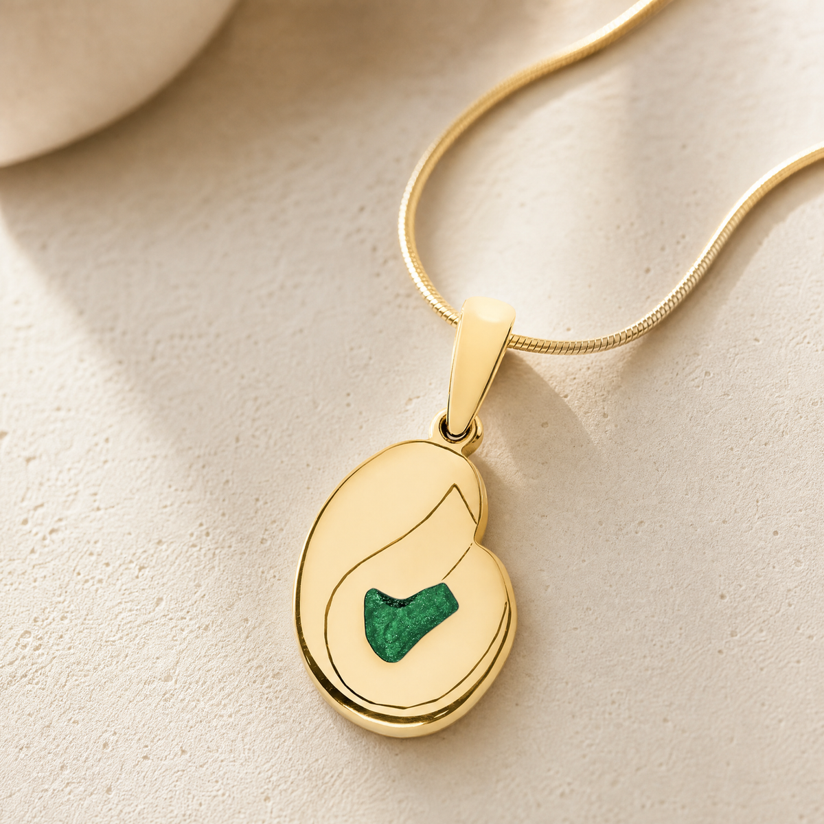 Solid 14K Gold Beloved with Seafoam Ash Resin Jewelry
