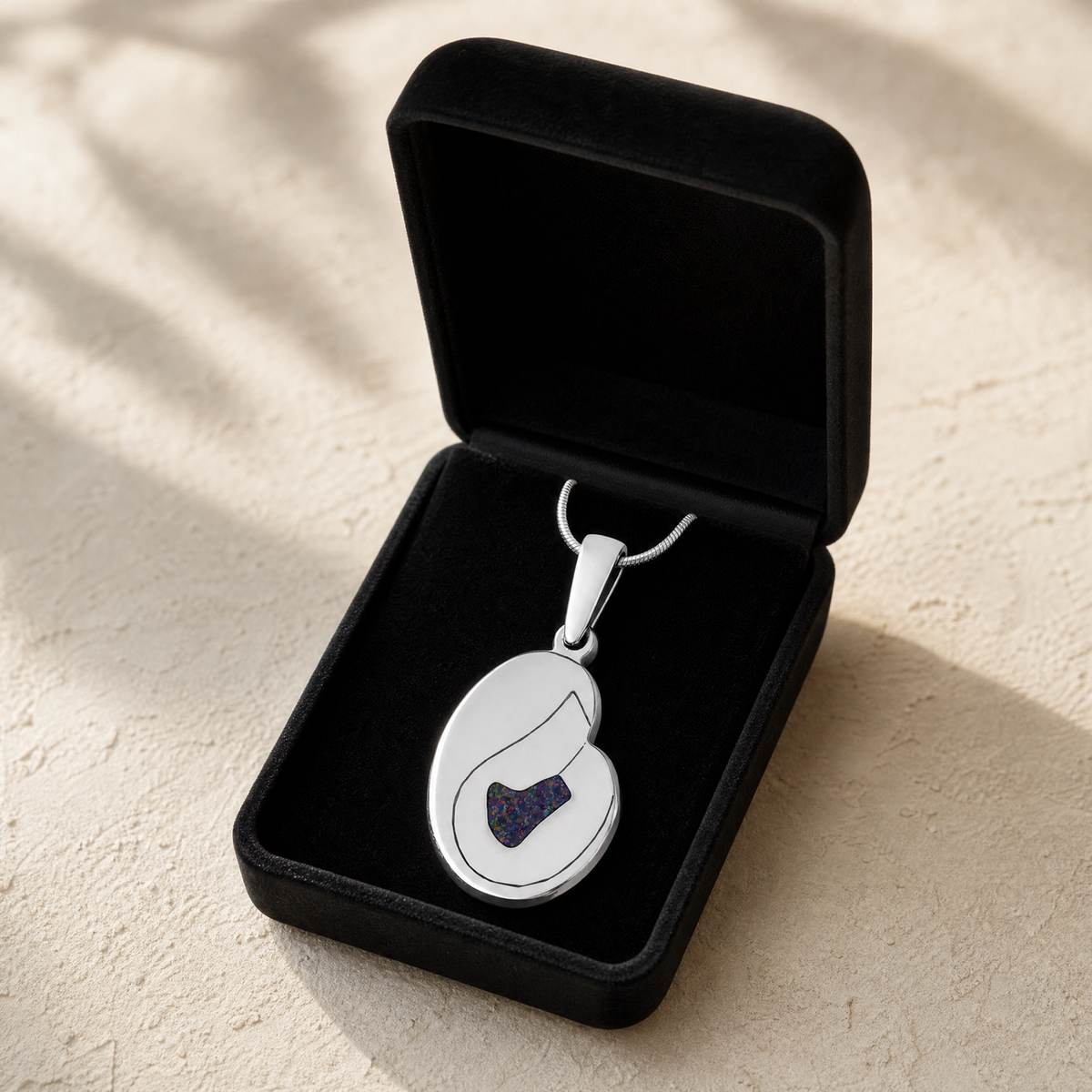 Beloved Sterling Silver with Black Flame Opal Ash Resin Jewelry