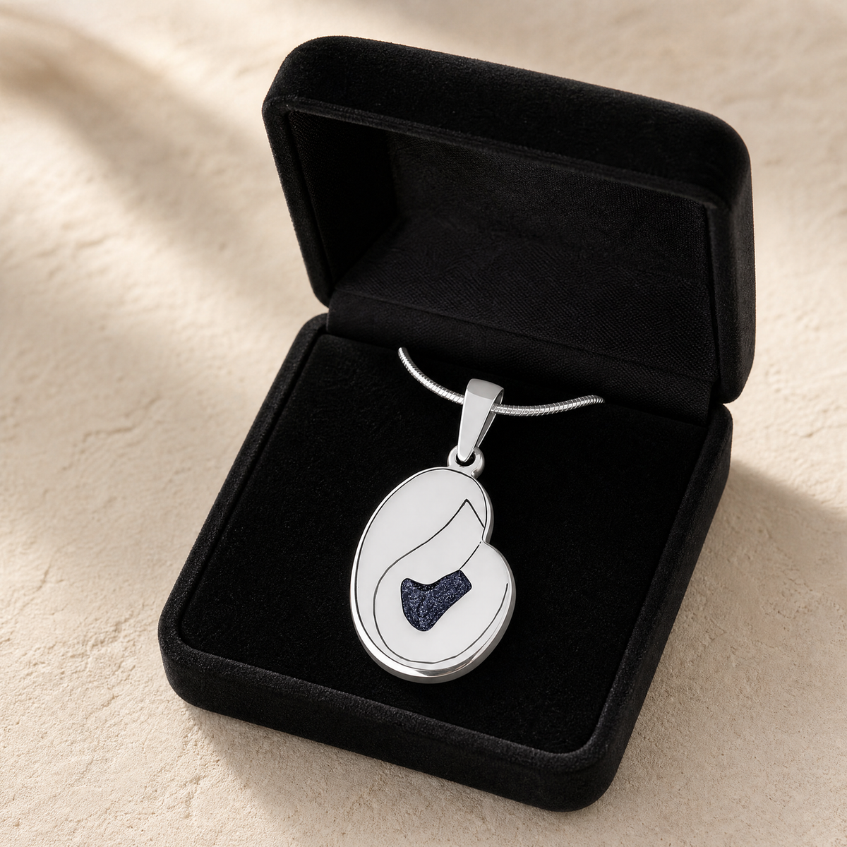 Solid 14K White Gold Beloved with Slate Ash Resin Jewelry
