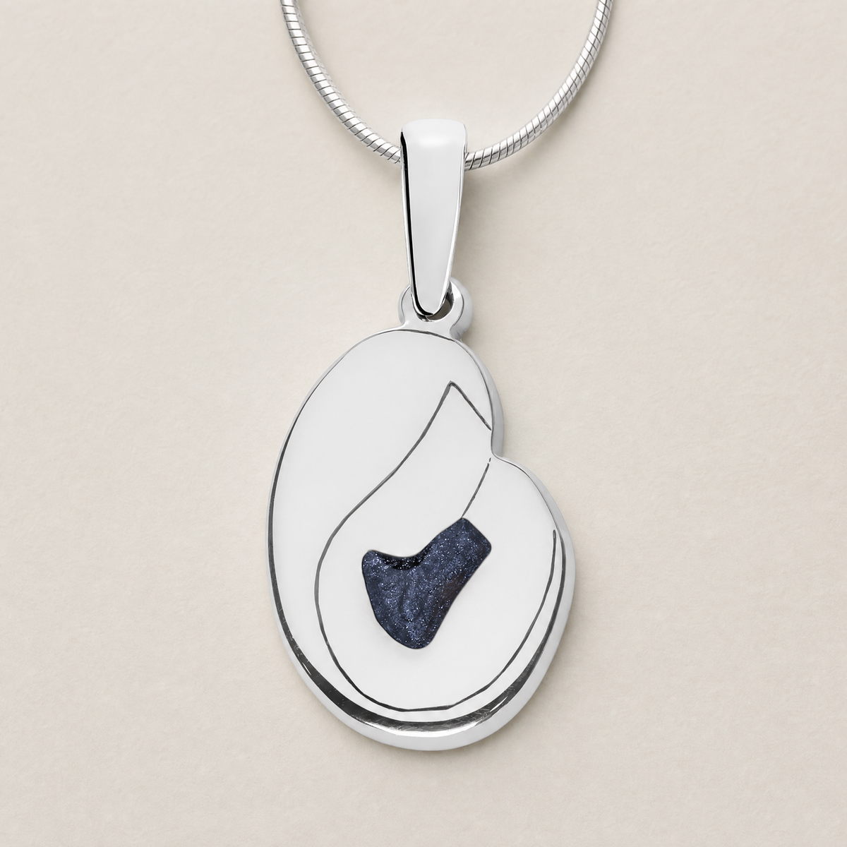 Solid 14K White Gold Beloved with Slate Ash Resin Jewelry