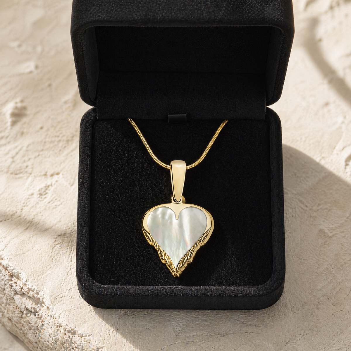 Solid 14K Gold Feathered Heart Ash Resin Jewelry