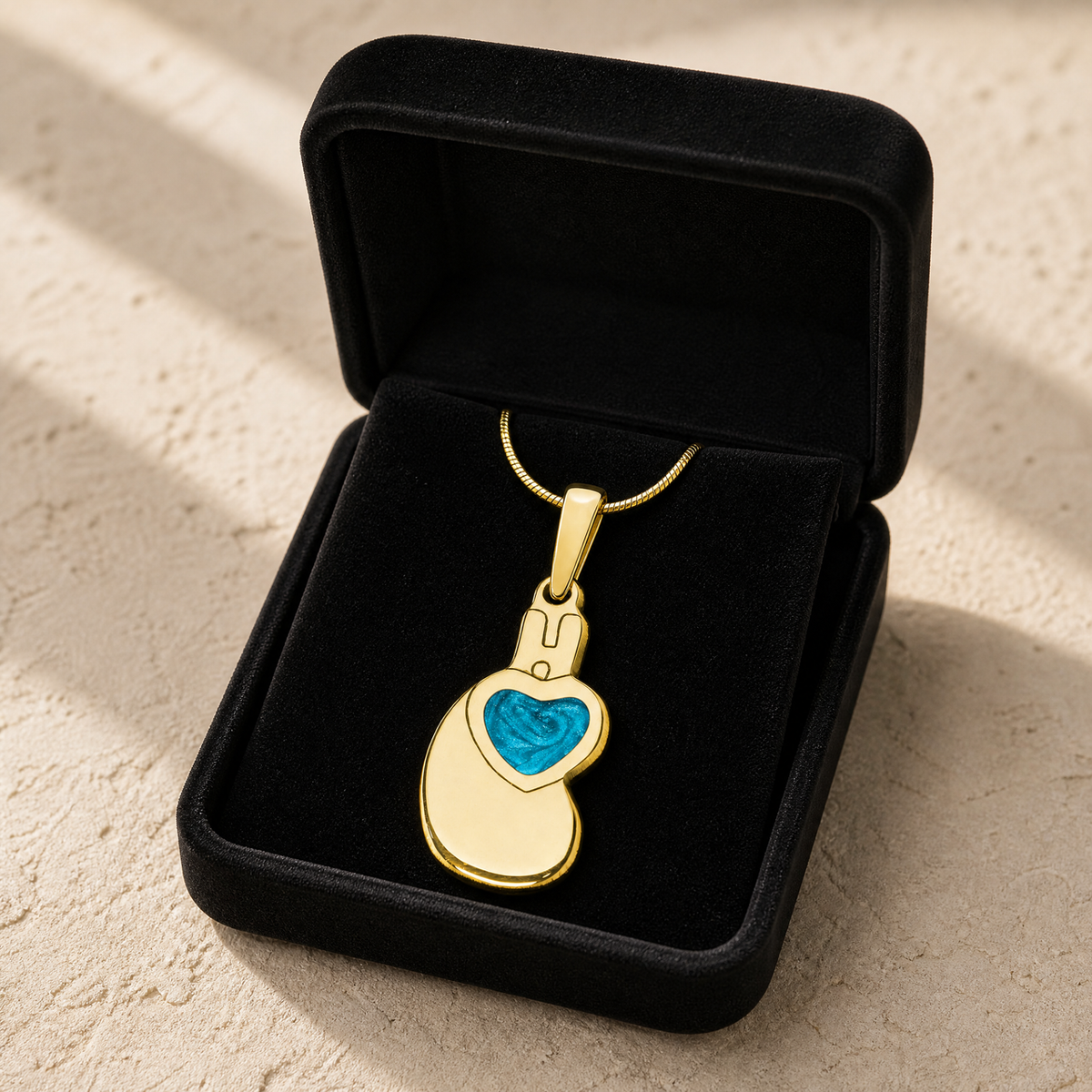 Solid 14K Gold Holding You Close with Aqua Ash Resin Jewelry