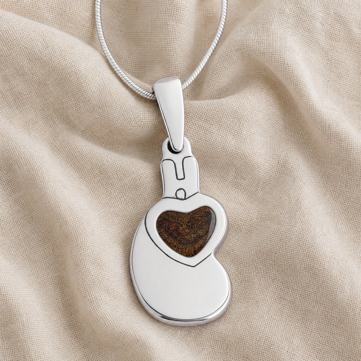 Solid 14K White Gold Holding You Close with Carob Resin Ash Resin Jewelry