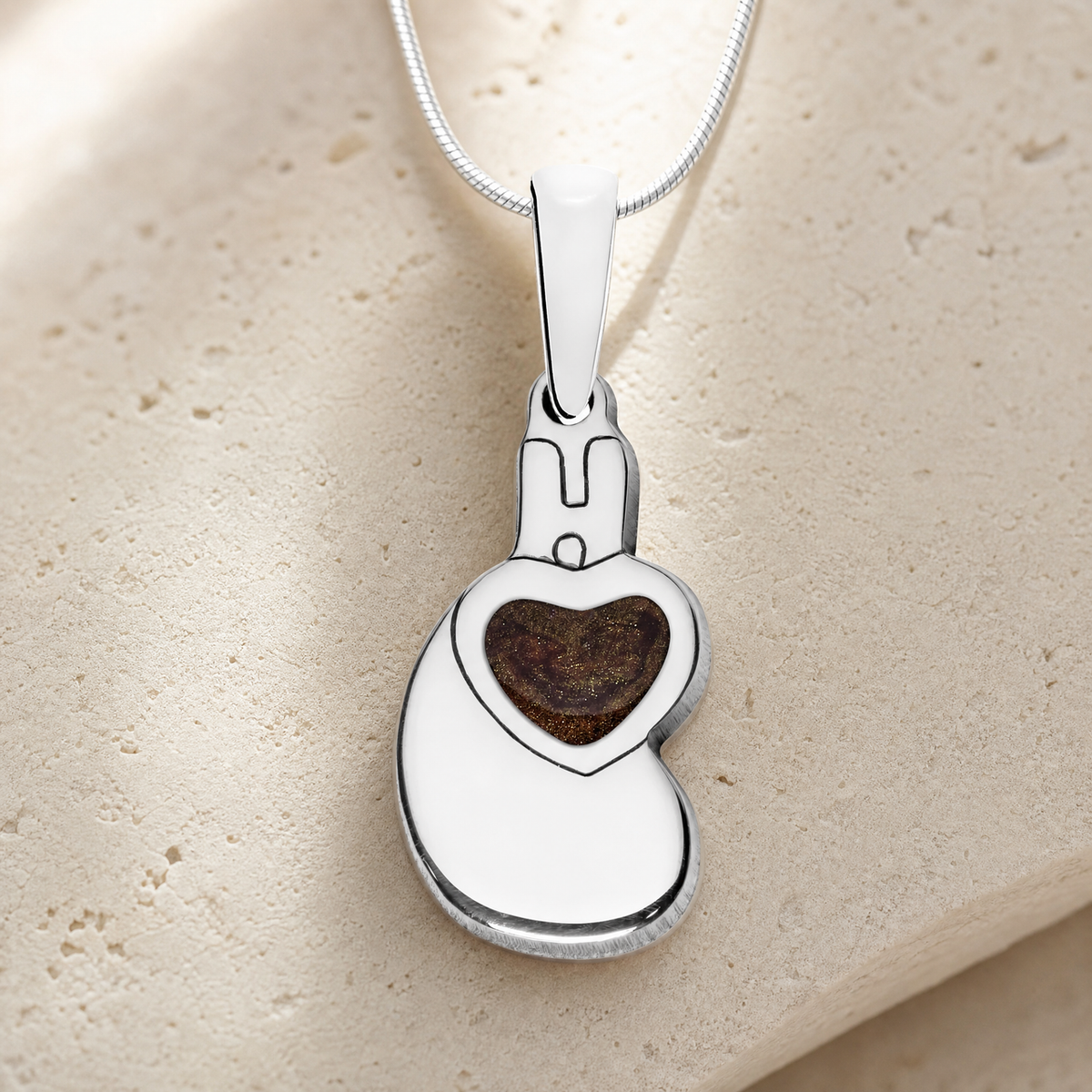 Solid 14K White Gold Holding You Close with Carob Resin Ash Resin Jewelry