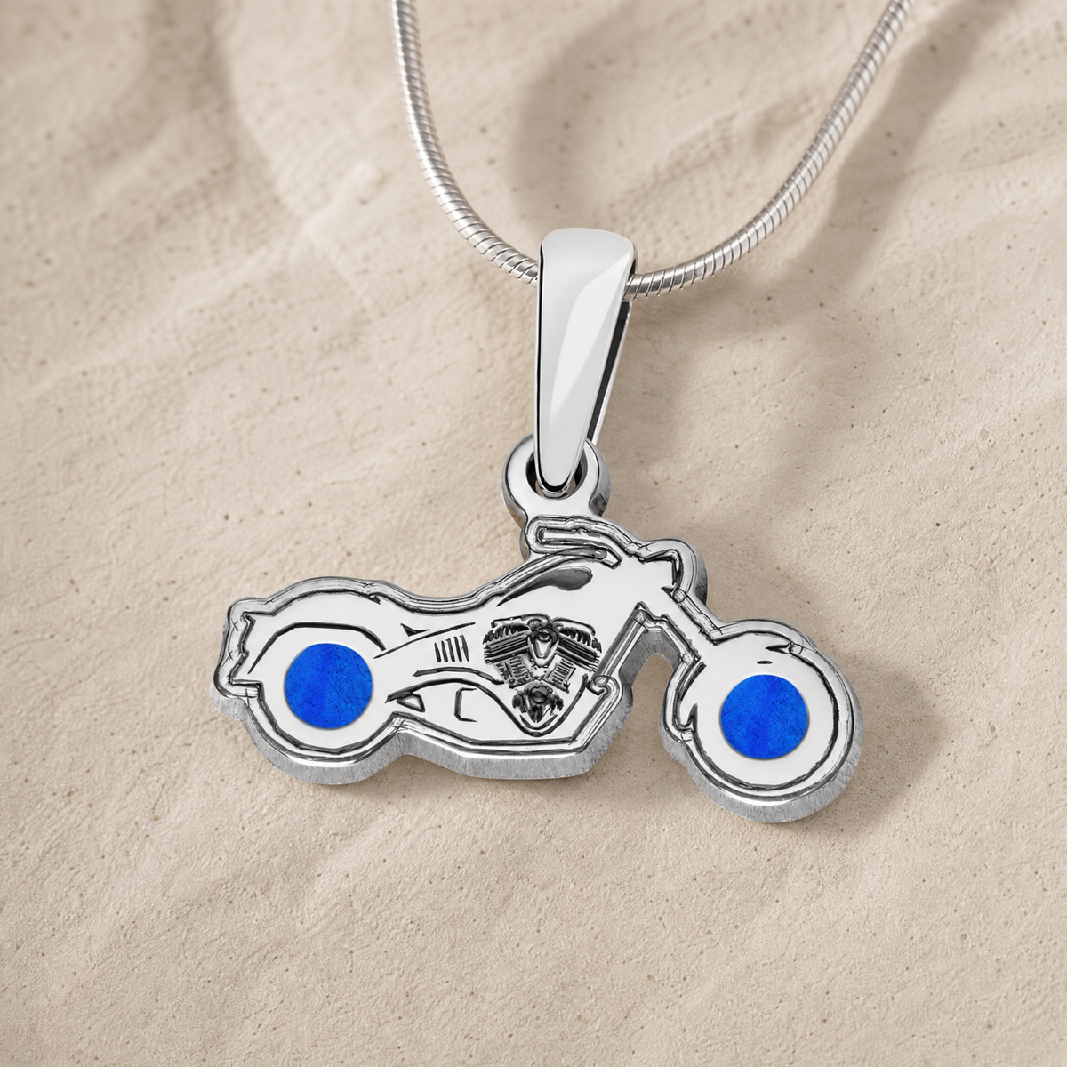 Solid 14K White Gold Riding Along with Azure Ash Resin Jewelry