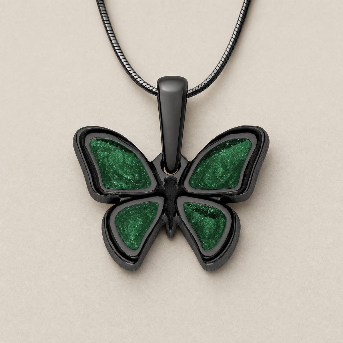 Lovable Butterfly Black Finish with Seafoam Resin Ash Resin Jewelry