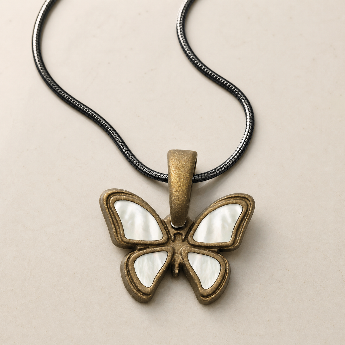 Lovable Butterfly Bronze Finish with Cream Resin Ash Resin Jewelry