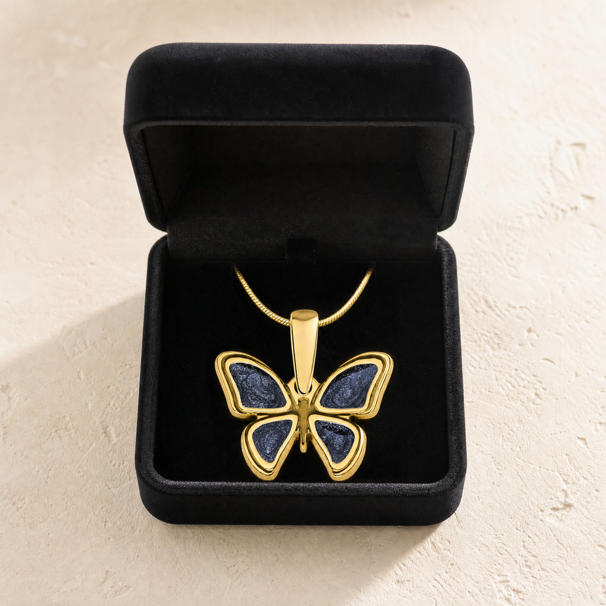 Solid 14K Gold Lovable Butterfly Ash Resin Jewelry