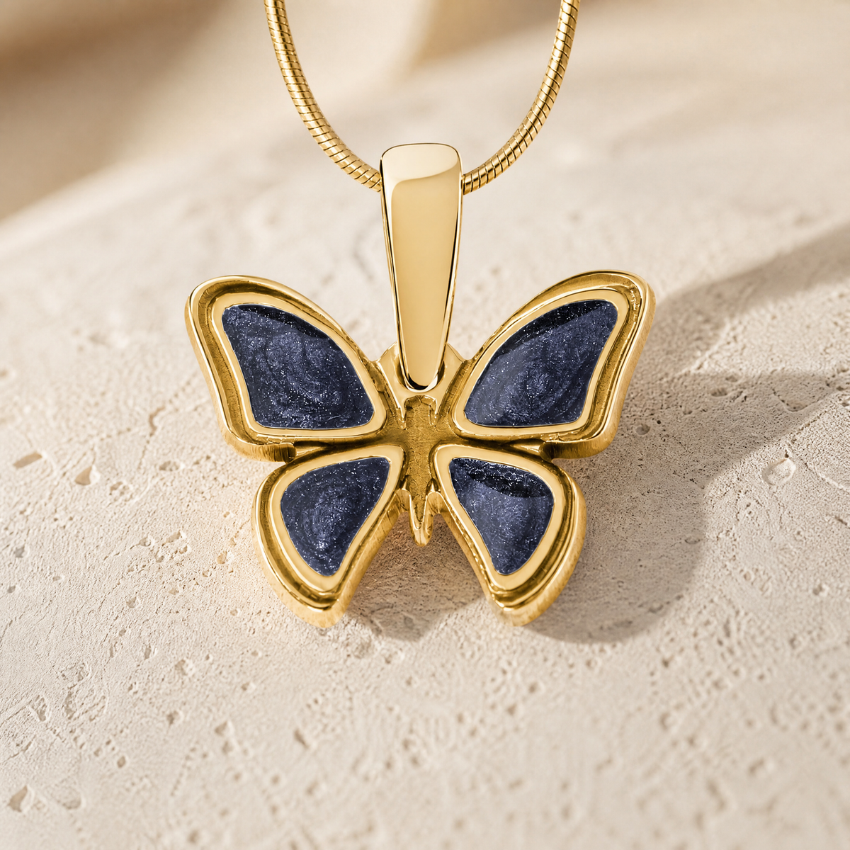 Solid 14K Gold Lovable Butterfly Ash Resin Jewelry