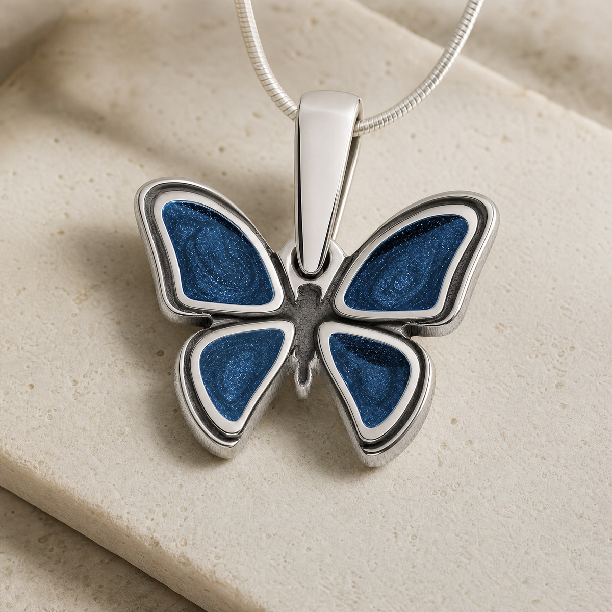 Lovable Butterfly Sterling Silver with Cobalt Ash Resin Jewelry