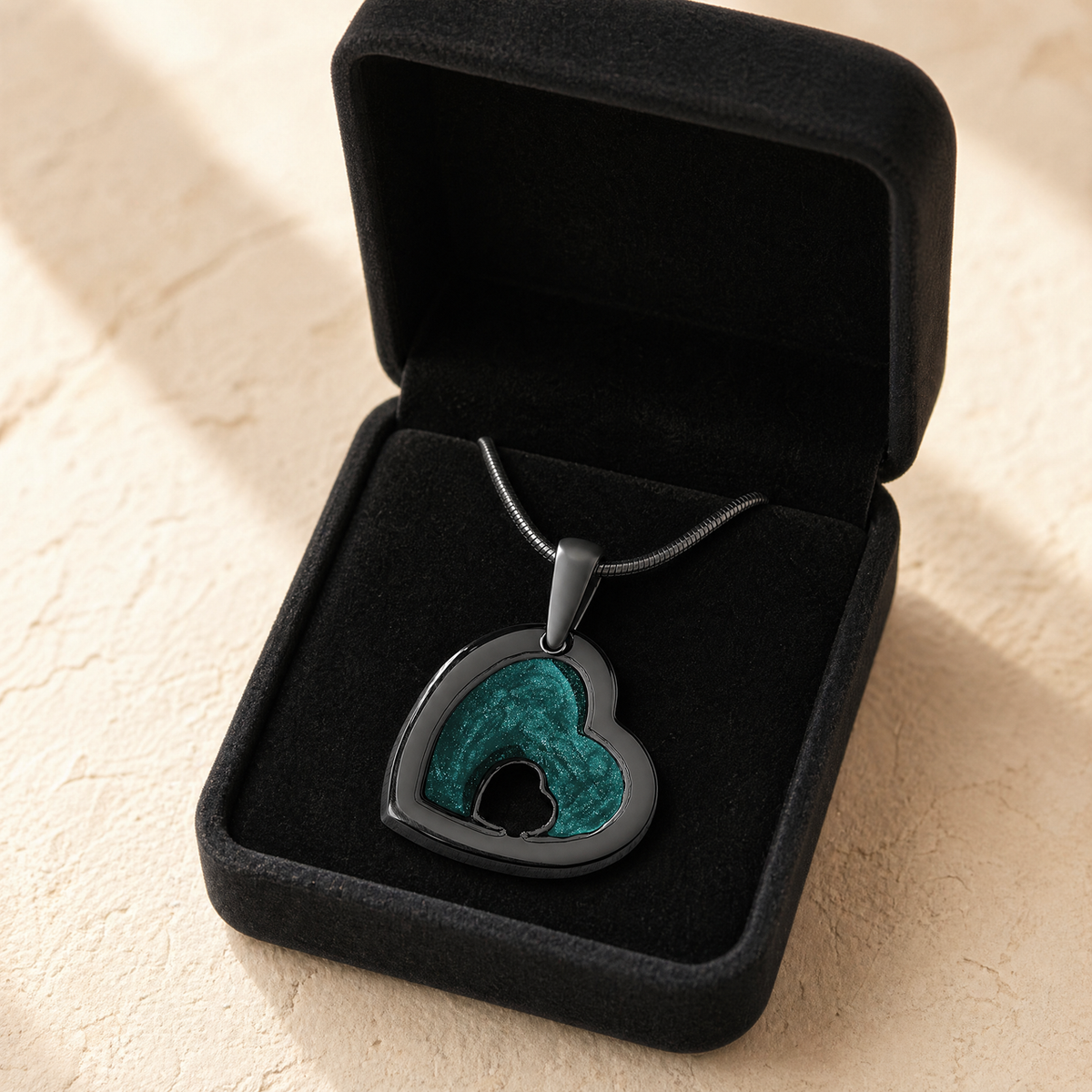Two Of A Kind Heart Black Finish Ash Resin Jewelry