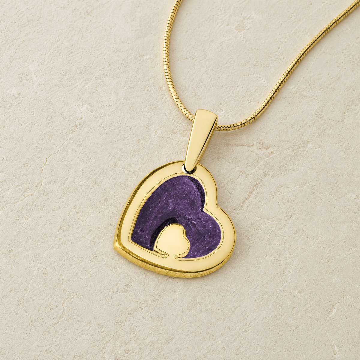 Two Of A Kind Heart Gold Plated with Mullberry Ash Resin Jewelry