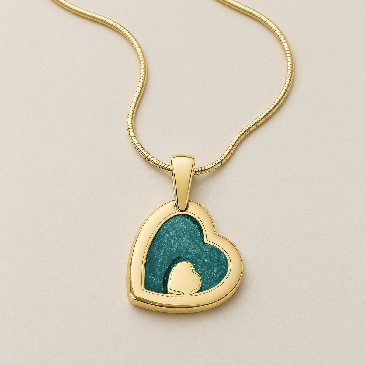 Solid 14K Gold Two Of A Kind Heart Ash Resin Jewelry