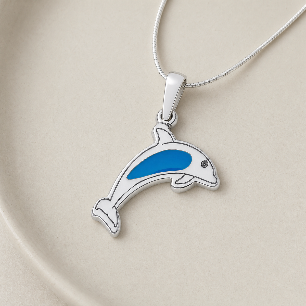 Jubilant Dolphin Sterling Silver Ash Resin Jewelry