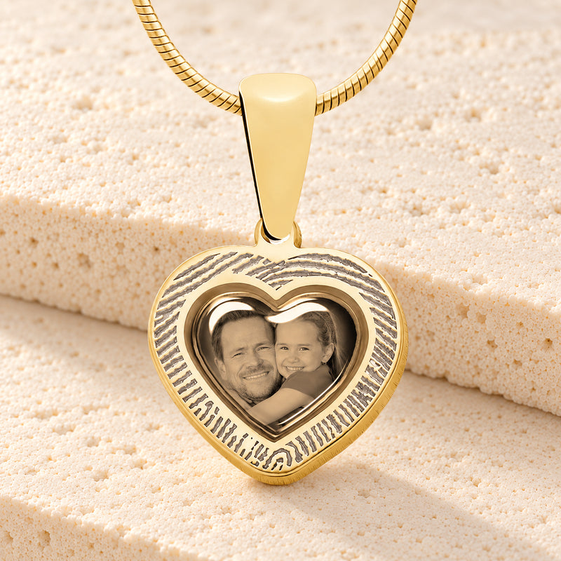 Heart 14K Gold Fingerprint And Picture Pendant