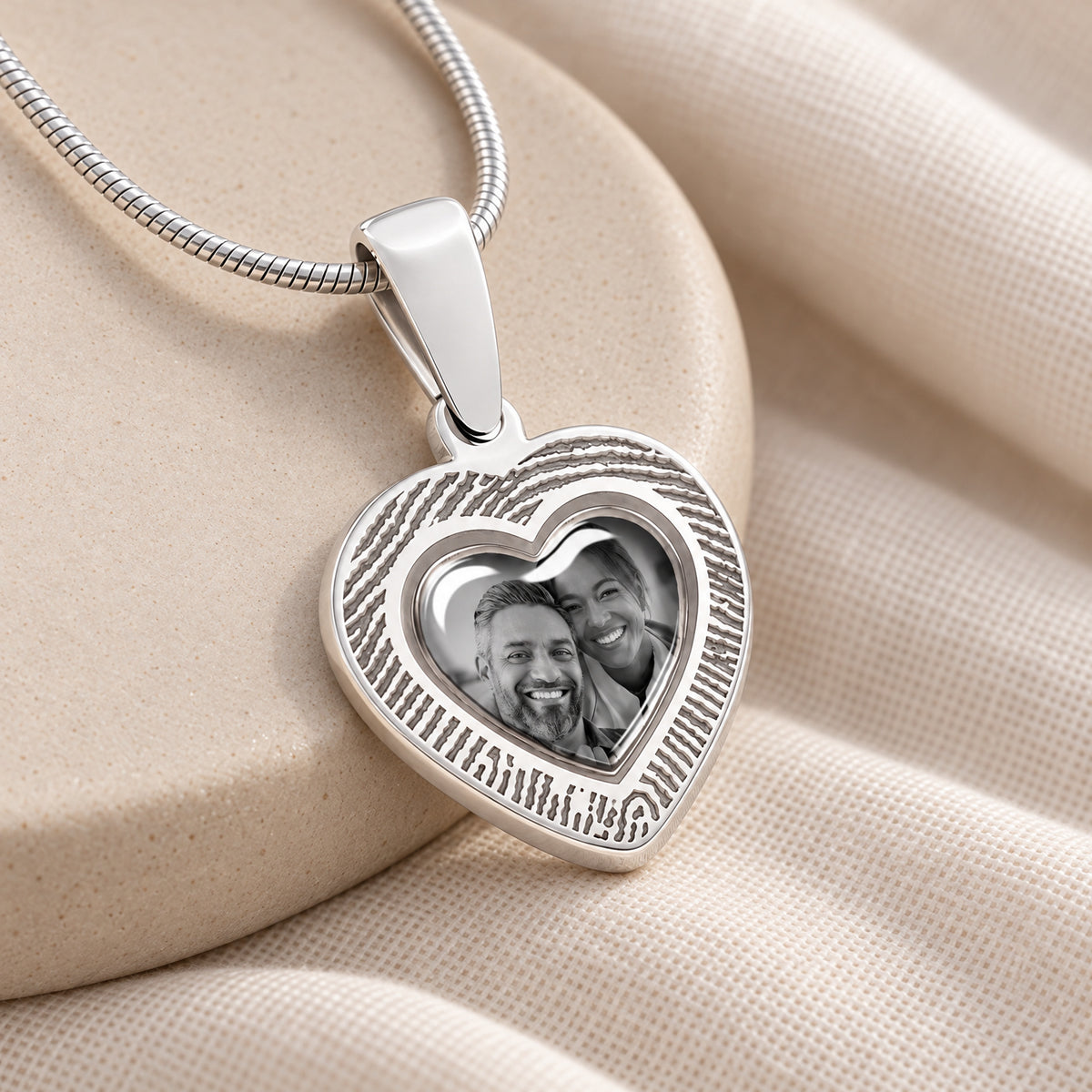 Heart Sterling Silver Fingerprint And Picture Pendant — alternate view