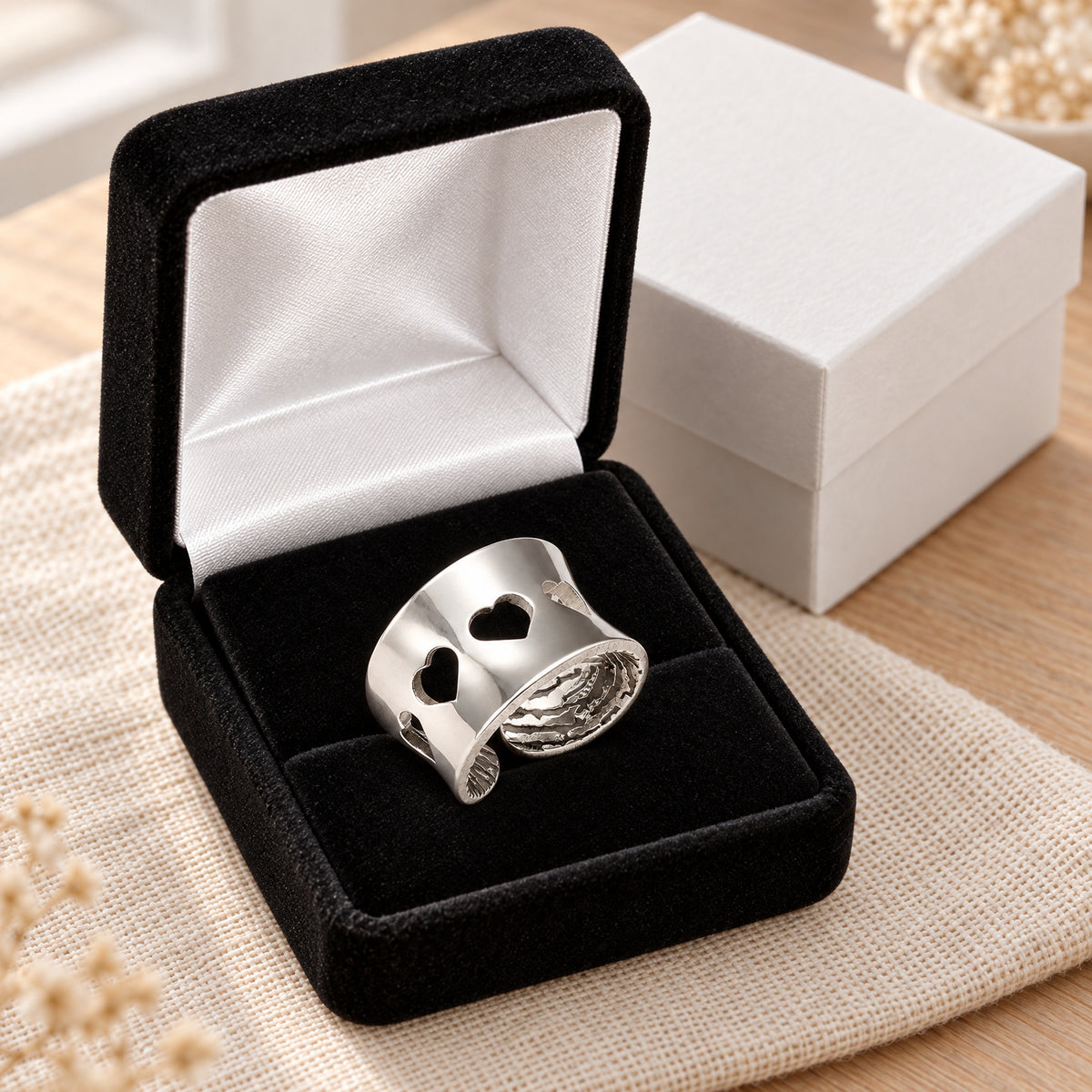 Harmony Sterling Silver Fingerprint Ring — gift box