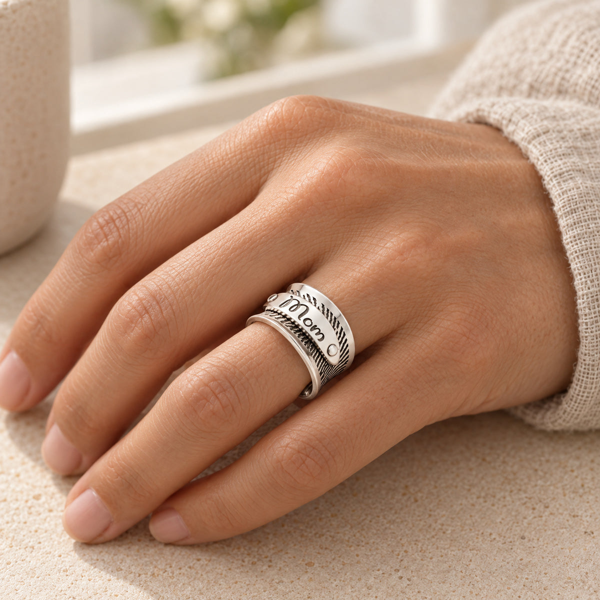 Charity Sterling Silver Fingerprint Ring — lifestyle