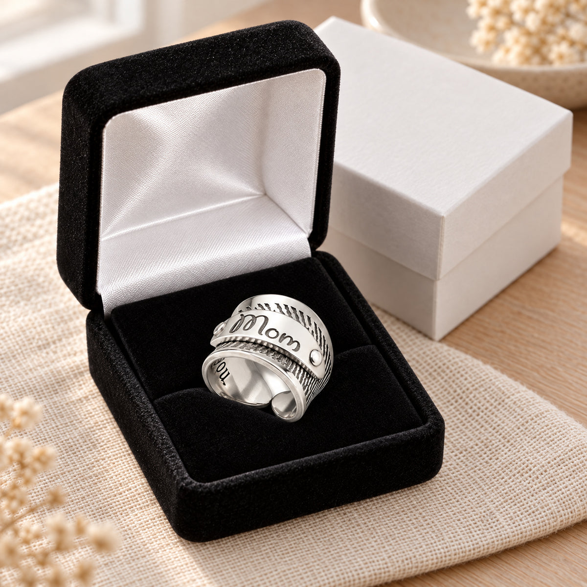 Charity Sterling Silver Fingerprint Ring — gift box
