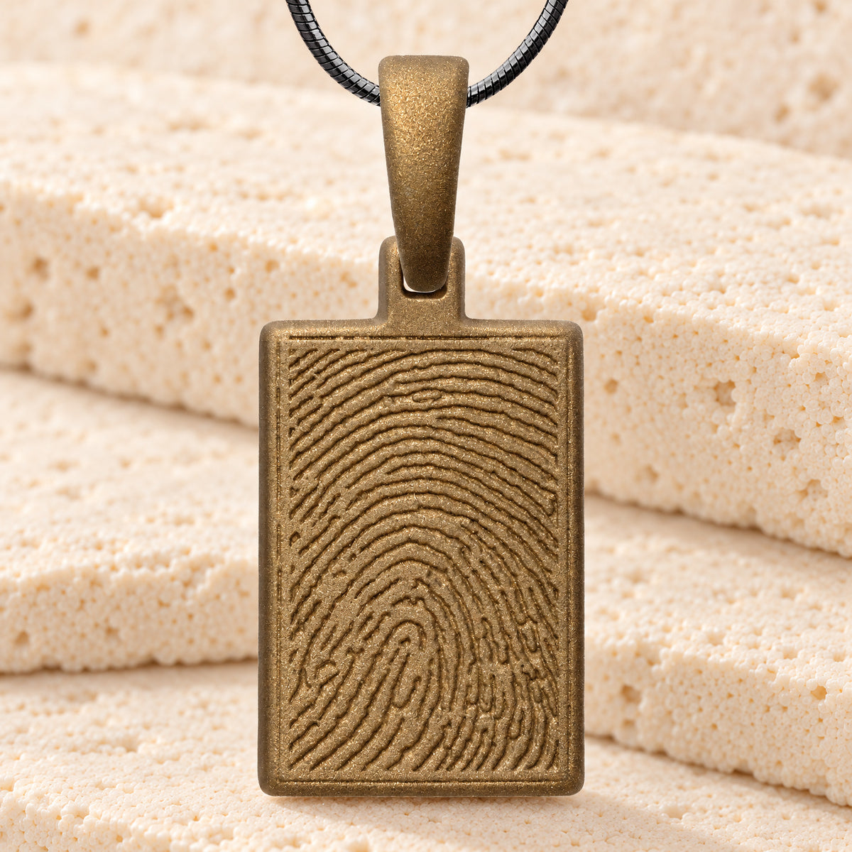 Bronze Finish Rectangle Fingerprint Necklace — main