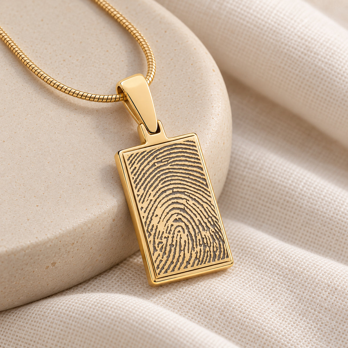 Gold Plated Genuine Rectangle Signature Fingerprint Necklace — alternate view