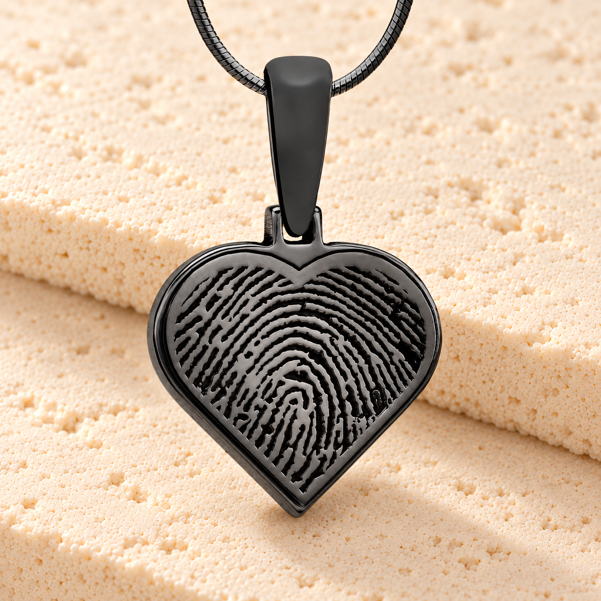 Black Plated Signature Heart Fingerprint Necklace — main