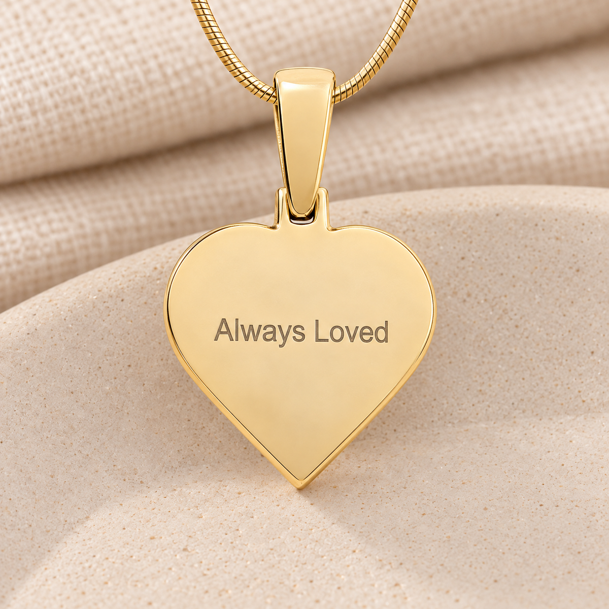 Gold Plated Signature Heart Fingerprint Necklace — rear engraving