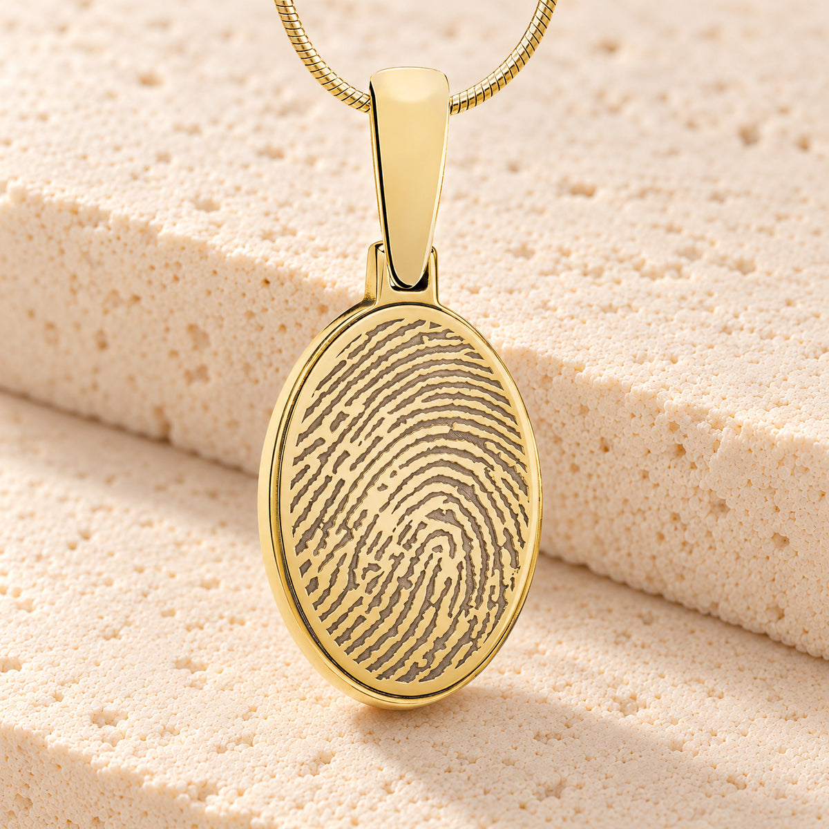 Gold Plated Signature Oval Fingerprint Necklace — main