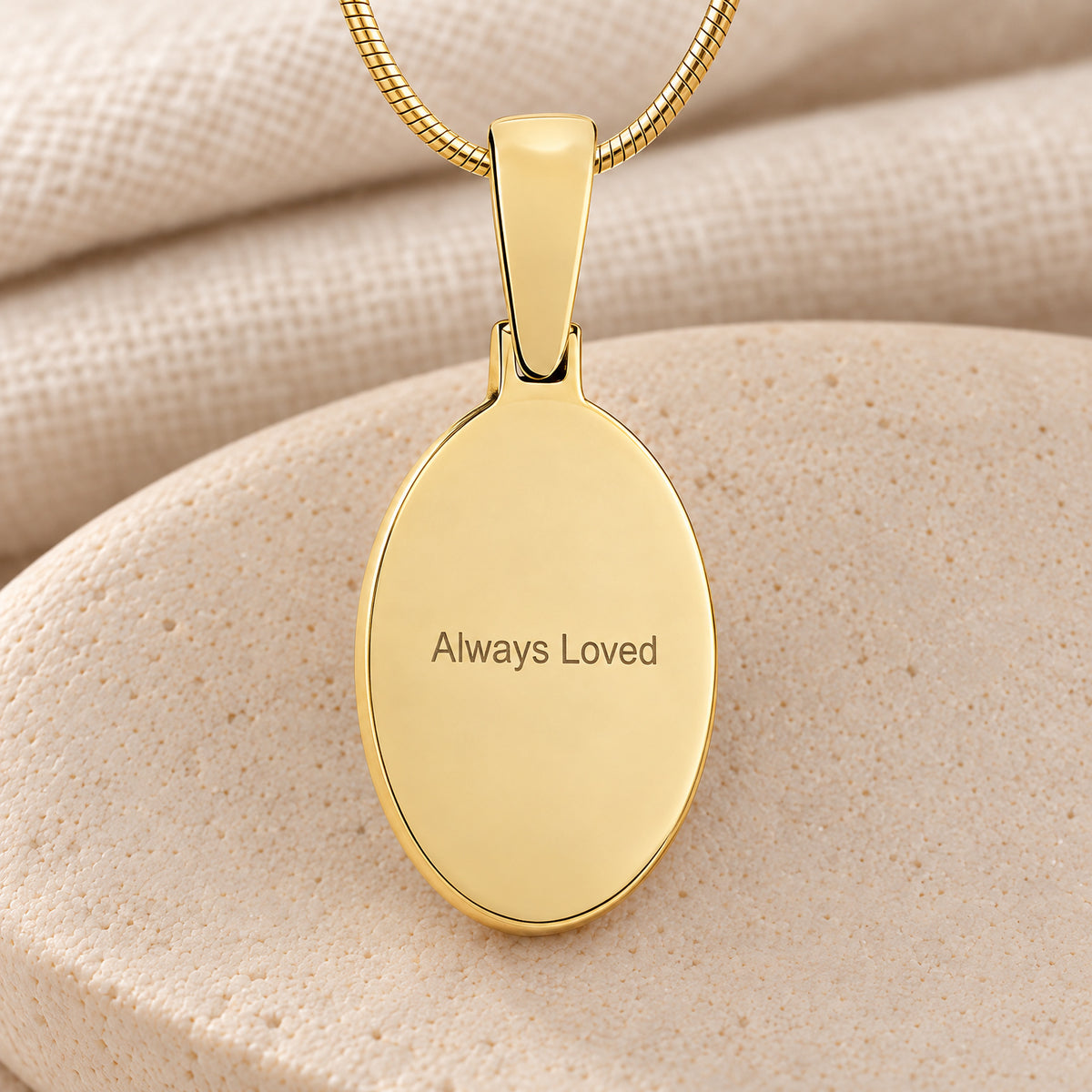 Gold Plated Signature Oval Fingerprint Necklace — rear engraving