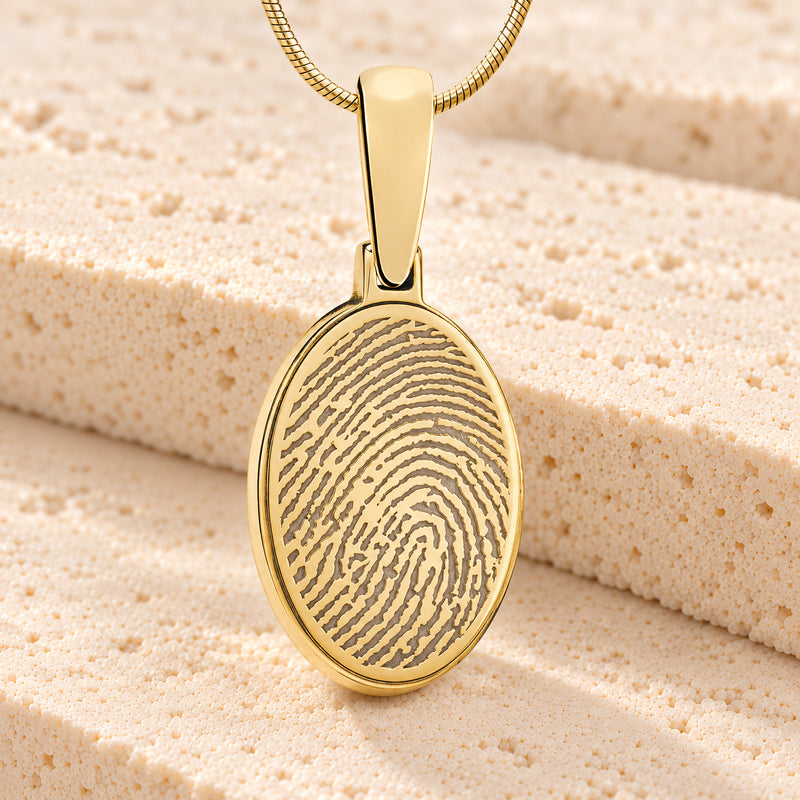 Solid 14k Gold Signature Oval Fingerprint Necklace